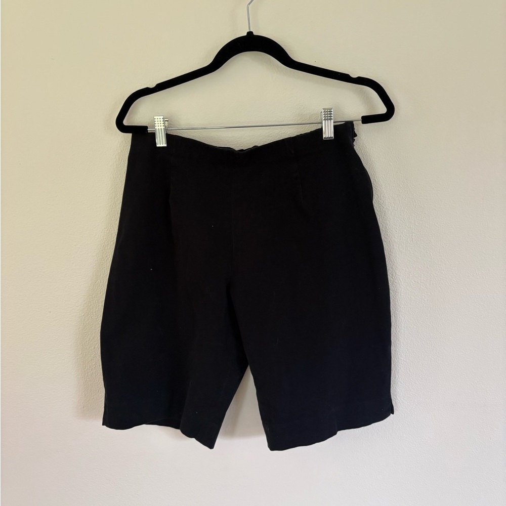 Fabrizo Gianni Women Long Black Slim Stretch Shorts High Waisted Made in the USA